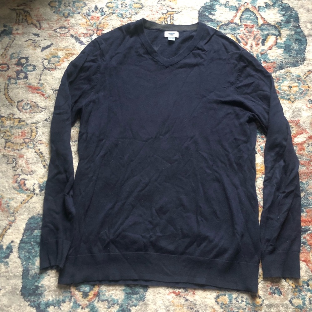 Nagy blue, old navy lightweight, v-neck sweater-large